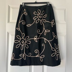LOFT skirt with gold flower pattern